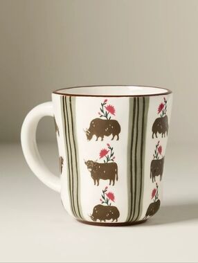 🪷NWT Anthropologie Millie Stoneware Mug, Cow Print 🐄